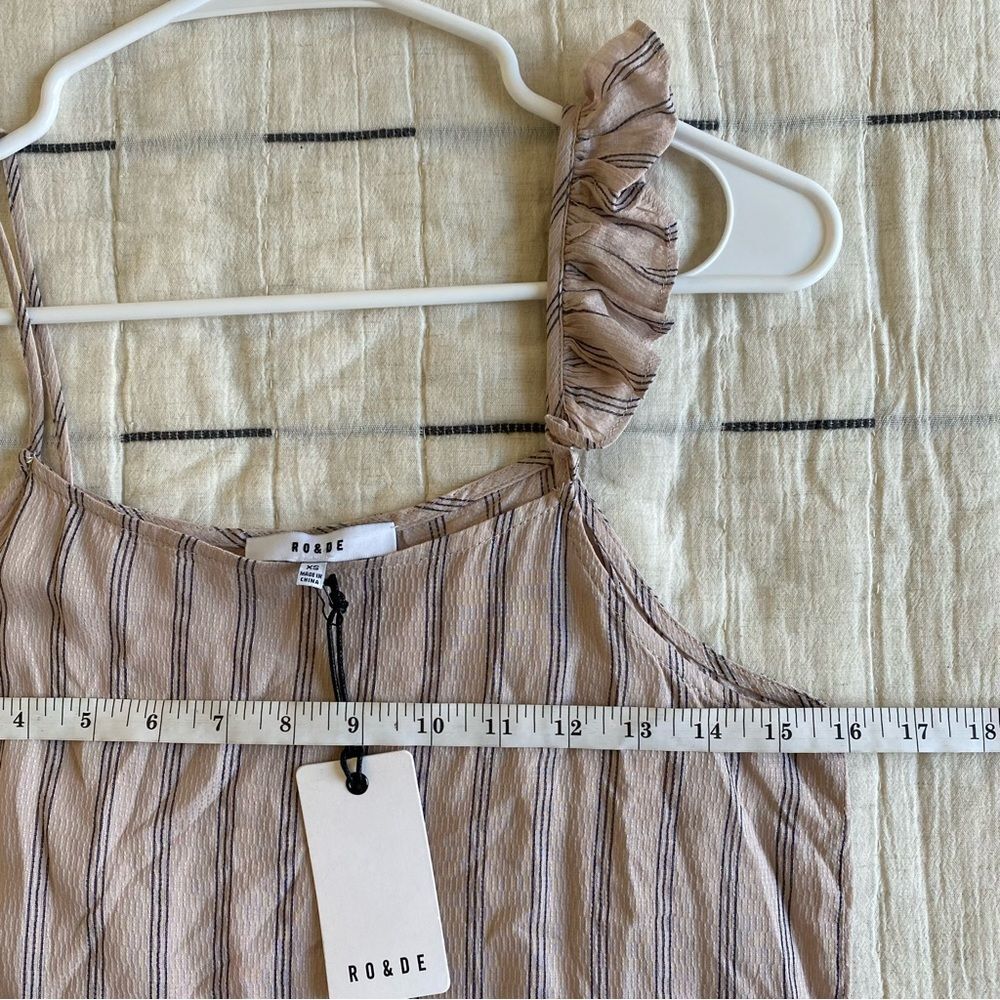 NWT Anthropologie Ro & De Tank Top Pale Pink Striped Ruffle Strap Blouse Size XS - Picture 11 of 12